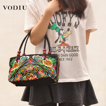 

Women Bag Handbag Casual Famous Designer Embroidered Ethnic Style Shopping Canvas Shoulder Female Crossbody Bags For Women 2019
