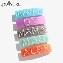 Украшение для волос на заказ, аксессуары для мам, жемчужные буквы, слова, пластиковые полимерные заколки для волос