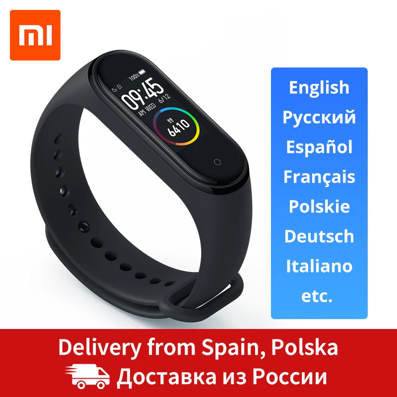 Из России Xiaomi Mi Band 4 фитнес браслет 0,95 дюймов AMOLED 120X240 полноцветный экран Bluetooth 5,0 браслет 50 м Водонепроницаемый