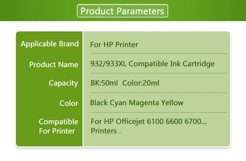 Plavetink Compatible For HP 932 933 932XL 933XL Ink Cartridge For HP Officejet 7110 6100 6600 7510 7512 7612 7610 7612 Printer