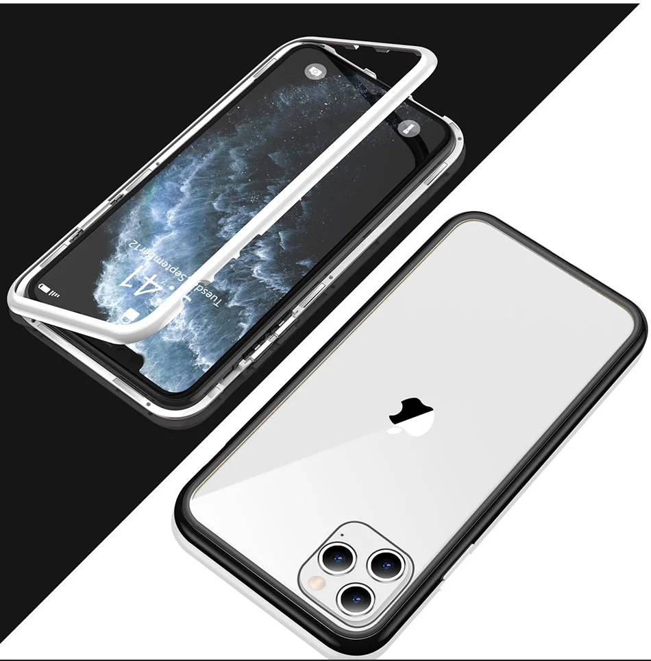 Мягкий Металлический магнитный чехол для телефона для iPhone 11 Pro XS Max XR X, мягкий ПК Жесткий чехол s для iPhone 8 7 Plus, крепкий цветной чехол Простой и стильный, легкий, роскошный чехол для мобильного телефона