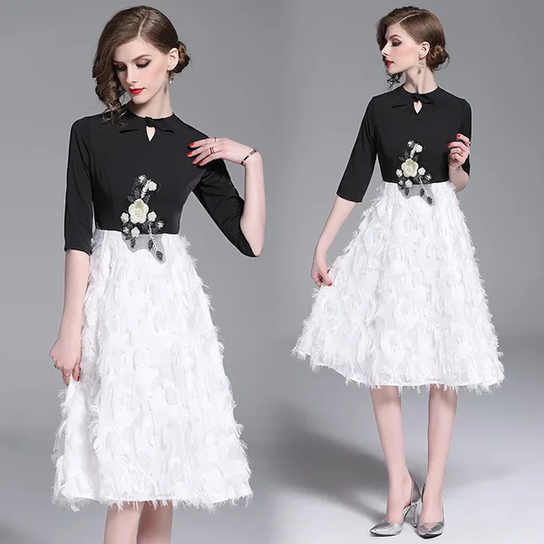 

2019 Spring New Style Europe And America WOMEN'S Dress Elegant Nobility Small Dress Party Splicing Dress
