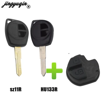 

jingyuqin 2 Buttons Remote Car Key Case FOB Shell Fob Housing For Suzuki grand vitara SWIFT HU133R SZ11R blade Rubber Button Pad