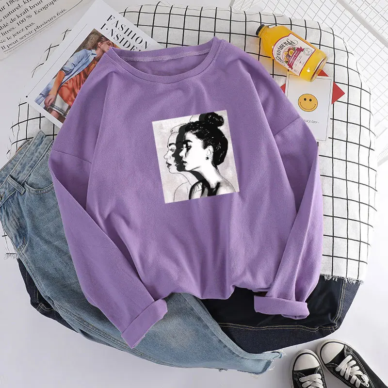 Picture12 Корейский стиль одежды Женская Футболка Harajuku Friends Graphic Tee Женский, с длинным рукавом Осень Плюс Размер Женская одежда хлопок - Цвет: Picture12