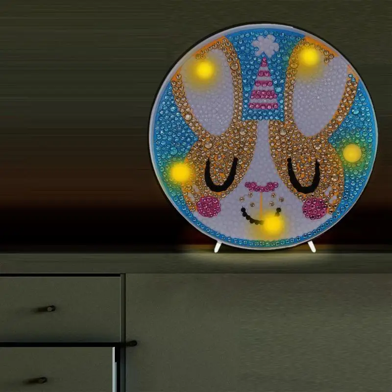 Мультфильм DIY Вышивка алмазная живопись ночной Светильник вышивка крестиком орнамент полная дрель блестящие стразы светодиодный светильник для моделирования