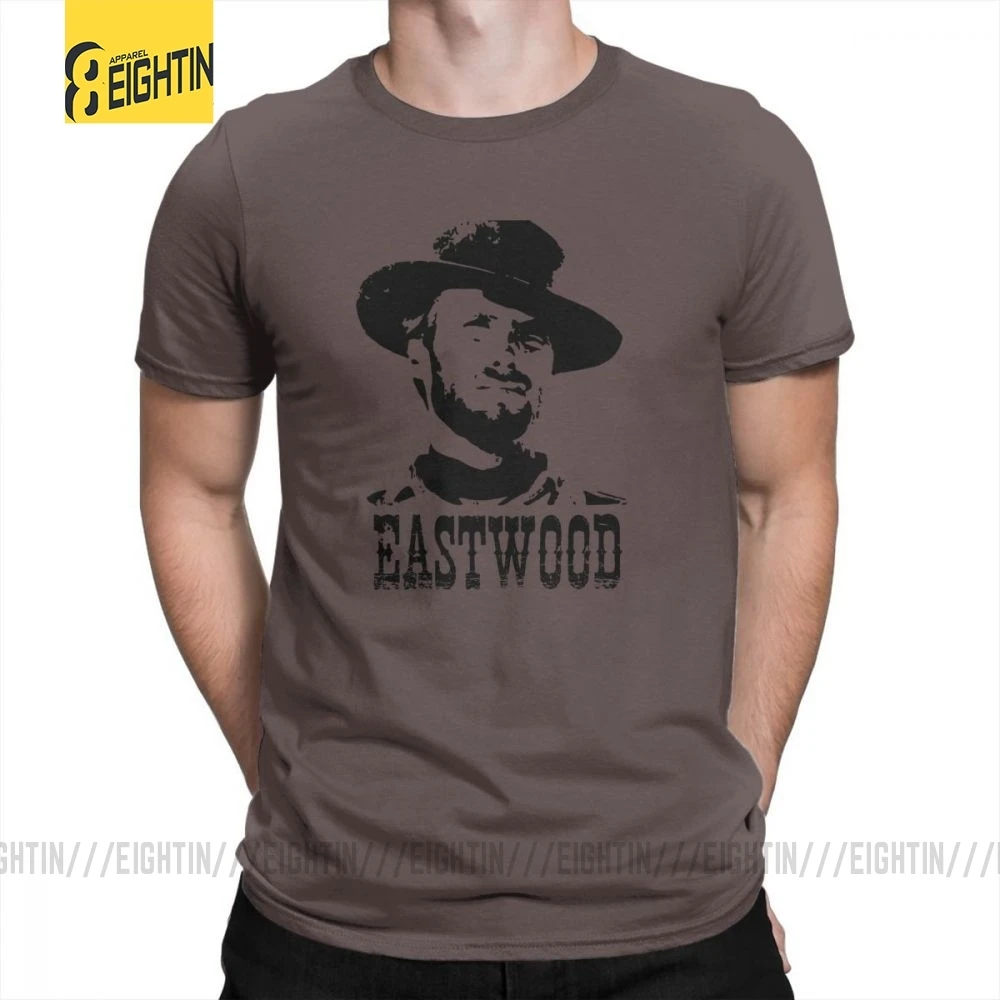 Clint Eastwood, футболка с коротким рукавом и круглым вырезом, футболки, хлопок, печатные топы, футболки для мужчин, новейшие белые топы размера плюс - Цвет: Коричневый