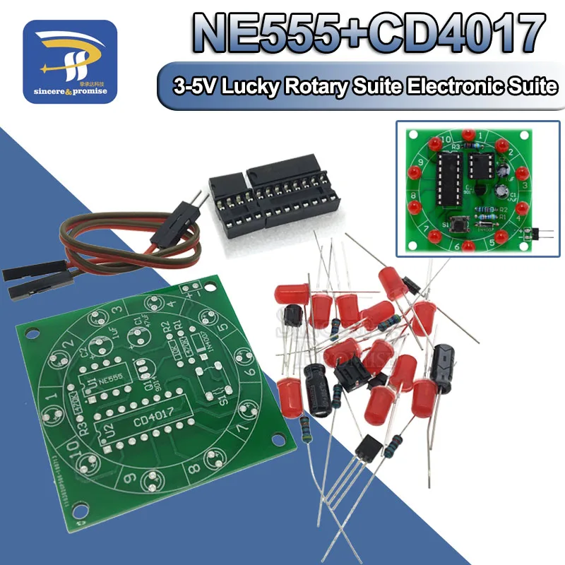 Lucky Rotary Suite Electronic Suite Plattenspieler CD4017 Ne555 Self-LED-Licht-Kits Produktions teile Modul 3V 5V Impuls generator DIY