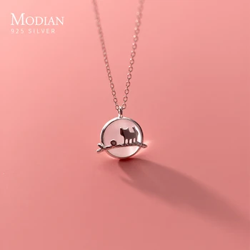 

Modian Fashion 925 Sterling Silver White Opal Sweet Lovely Animal Cat Pendant for Women Adjustable Necklace Fine Jewelry Bijoux