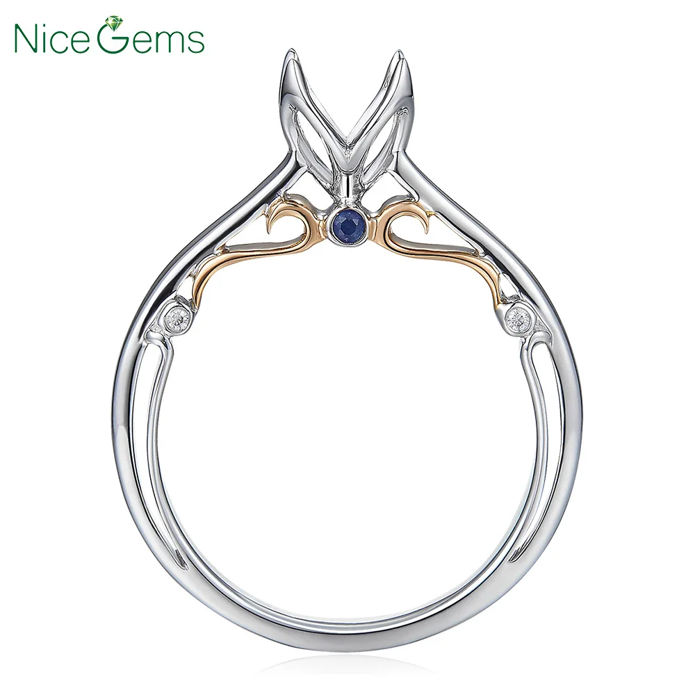 NiceGems 18 К белое золото и розовое тюльпан установка натуральный сапфир Муассанит