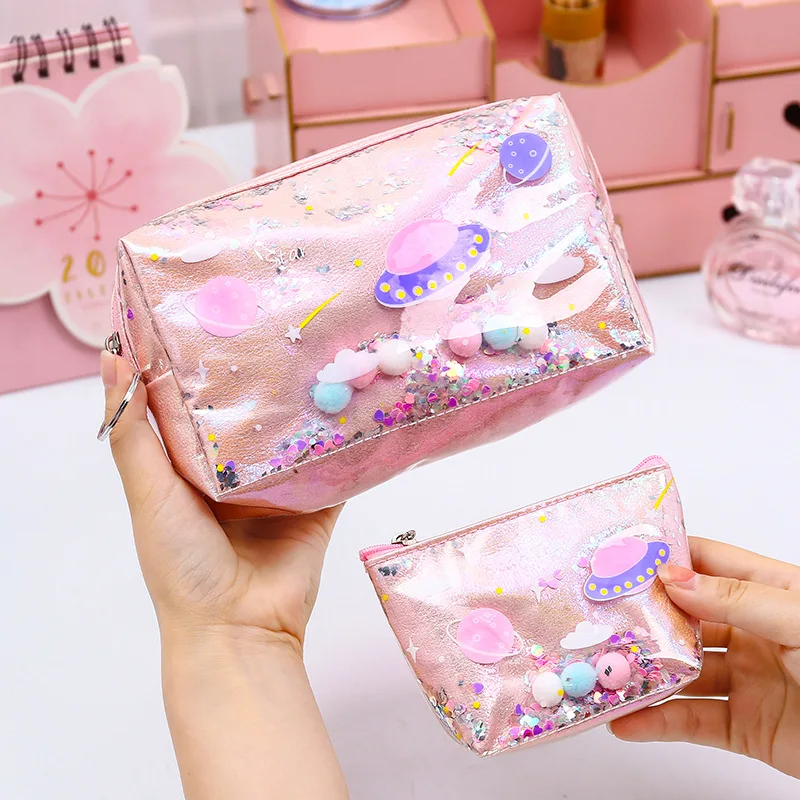 Cute Candy Planet Laser Cosmetic Bag Women Shiny Cartoon Storage Pouch Wateproof Portable Purse Organizer Make Up Case for Kids