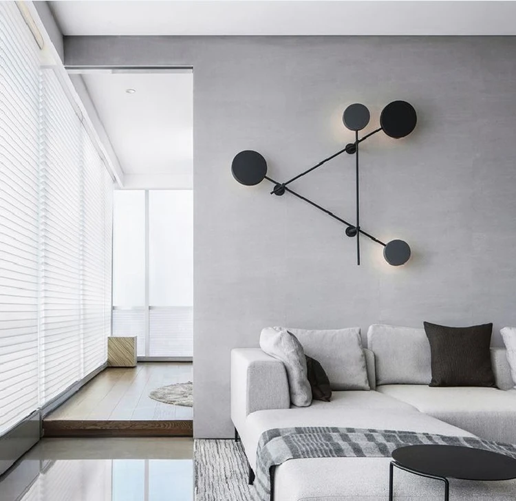 Artpad 4 Head Rotatable Black Gray Bedside Lamp Wall Mount Light Nordic Postmodern 38W 48W Living room Sconces Wall Led Fixture