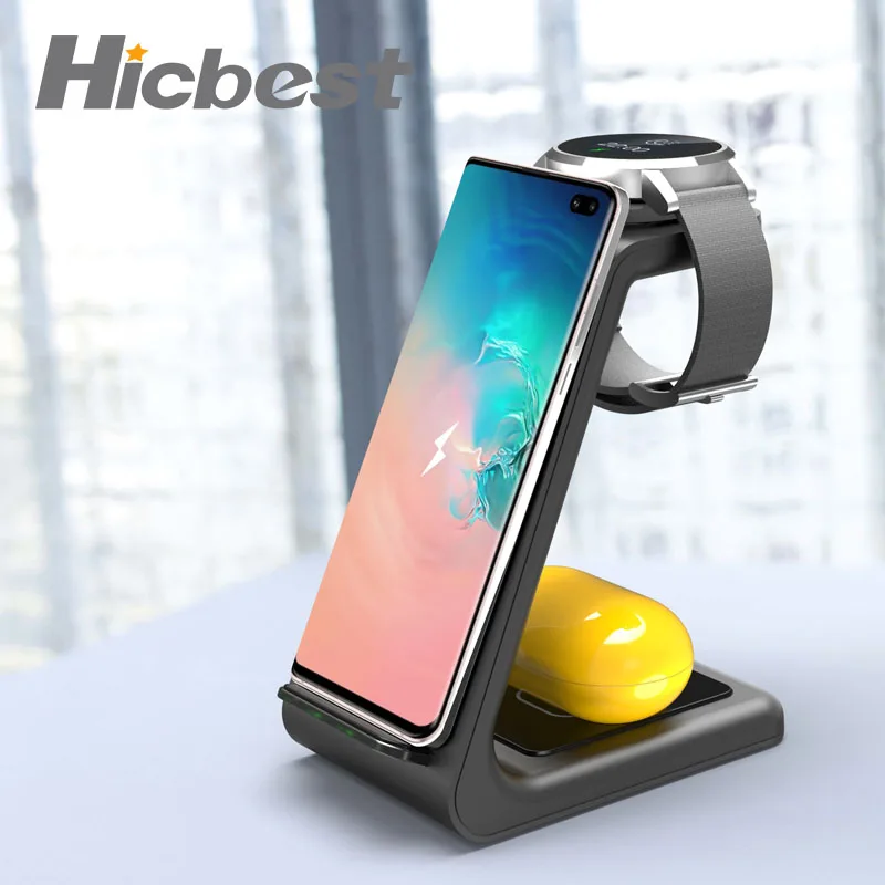 

3 in 1 Wireless Charger Stand for Samsung Galaxy Watch Buds Wireless Charging Charger for Samsung Galaxy S8 S9 S10 Note 10 10+