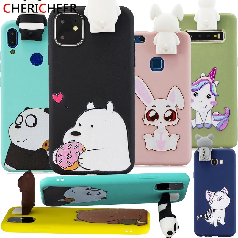 3D кролик медведь стенд игрушки чехол для iPhone 11 Pro XR X XS Max с единорогом 7 8 6 S Plus 5S 5 SE 5SE