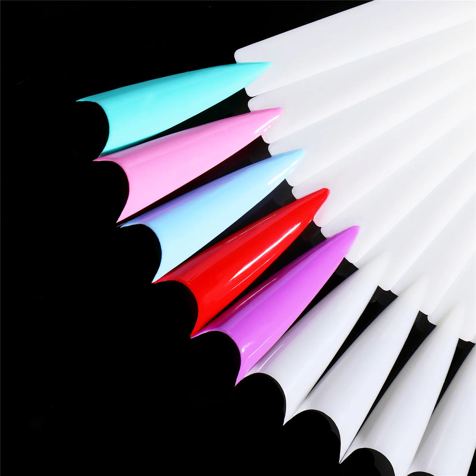 

Natural French False Nail Tips Clear Fan Nail Art Practice Display Polish UV Gel Color Palette Card Display Manicure Tools