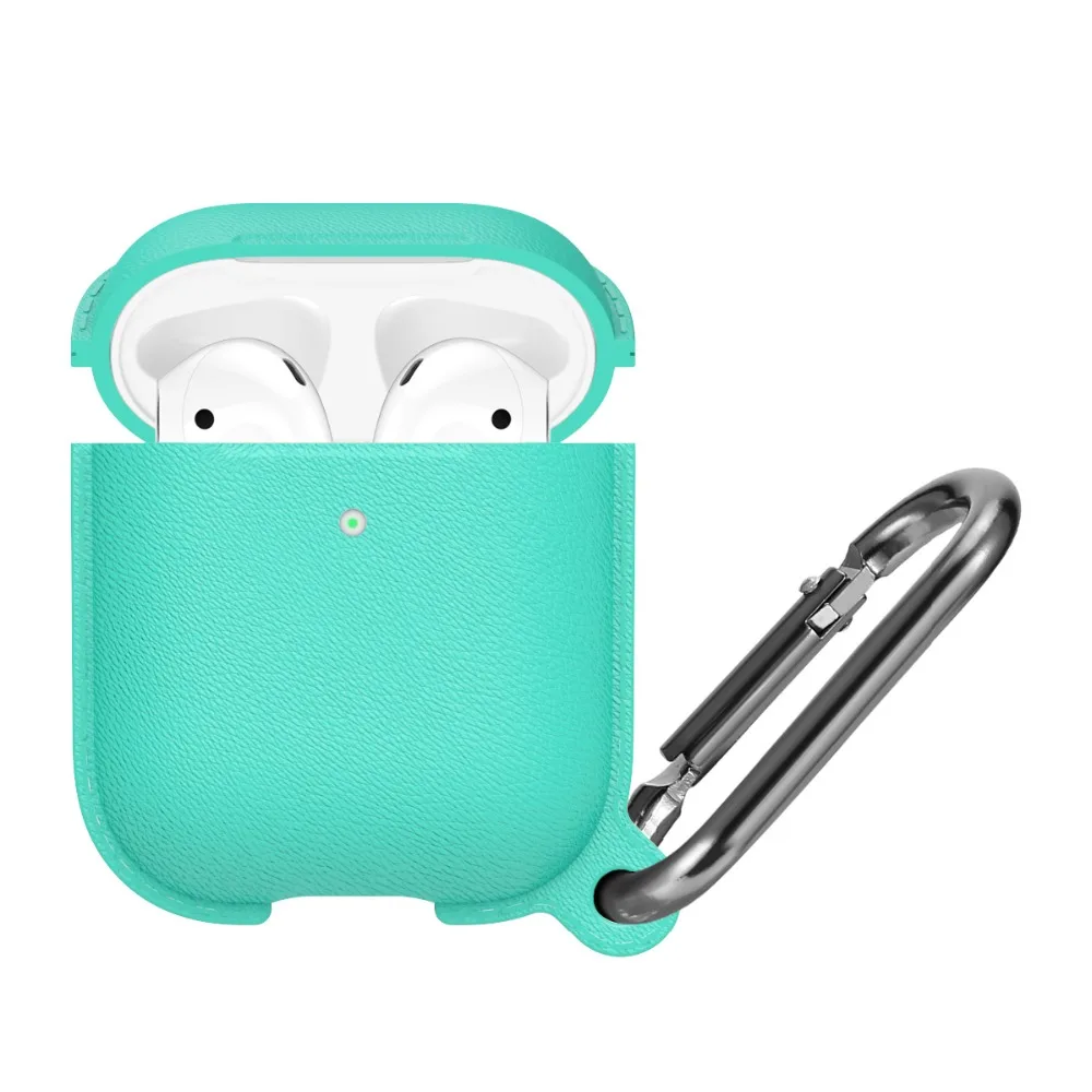 Стиль Litchi Мягкий силиконовый чехол для Airpods 1 2 чехол противоударный полный защитный чехол для Airpods чехол с крючком