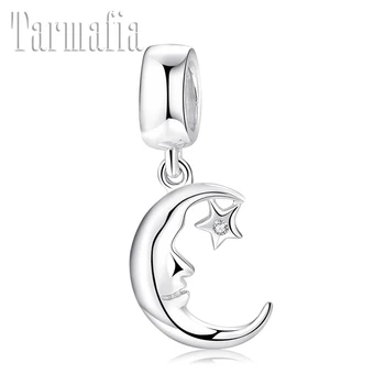 

Hot 925 Srerling Silver Moon prince and stars Fine Pendant Beads for Jewelry Making fit Original Women European Charm Bracelets