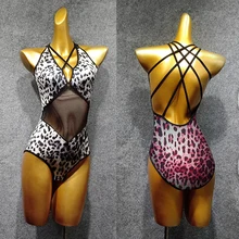 Женский топ для латинских танцев, сексуальный леопардовый боди для ребенка, рубашка самба румба чача, Одежда для танцев, женская одежда для тренировок DN4022