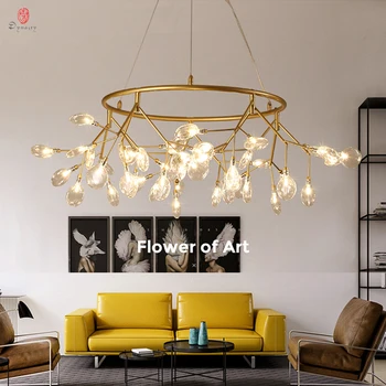 

Firefly Pendant Lamp Olive Branch Hanging Lights Art Home Decorative LED Europe Style Petal AC110/220V Foyer Living Dinning Room