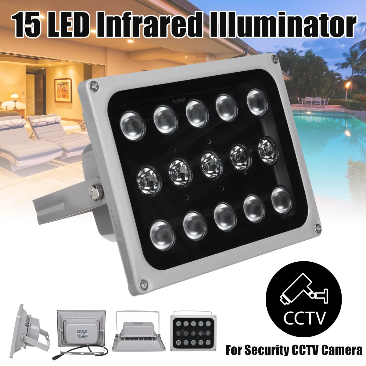 

1PC CCTV LEDS IR illuminators infrared lamp 15 leds IR Outdoor Waterproof Night Vision CCTV Fill Light for CCTV Camera