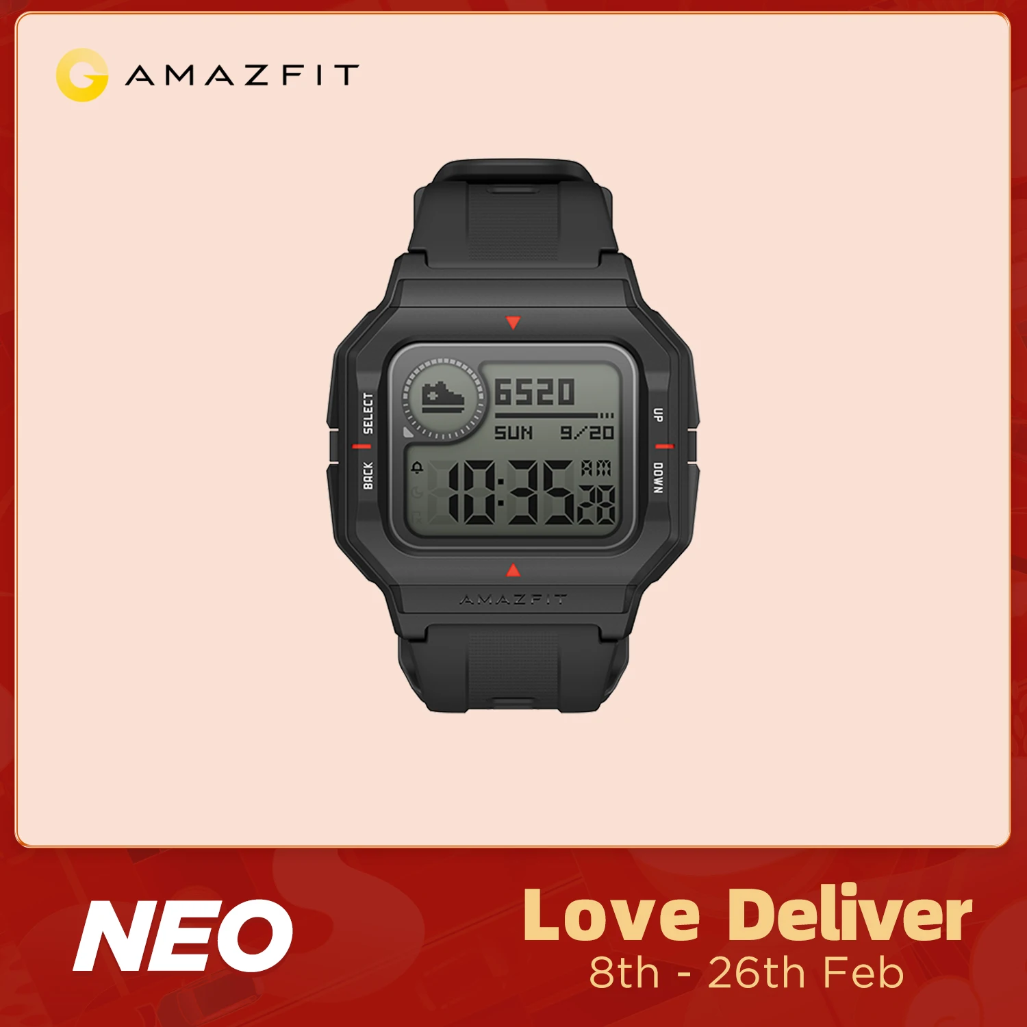  Глобальная версия Amazfit Neo Smartwatch 28 дней автономной работы Ретро дизайн 5ATM 3 спортивных режима пульсометр отслеживание сна 