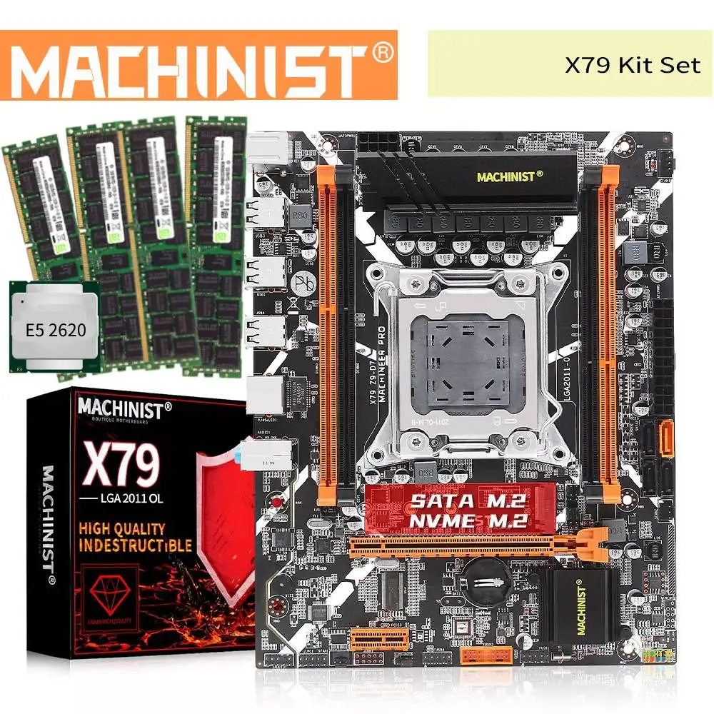 Maquinista X79 placa base LGA 2011 Combo Intel E5 procesador 2620 DDR3 16GB 4X4G ECC RAM de