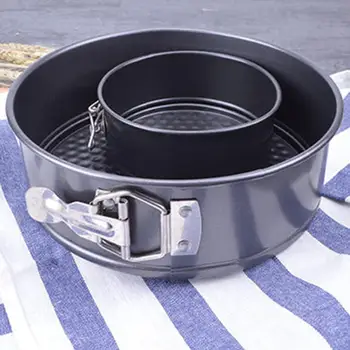

3Pcs Non-stick Oven Spring Form Pan Round Black Carbon Cake Bakeware Cake Tier Mold Leakproof Baking Pan Tray Set