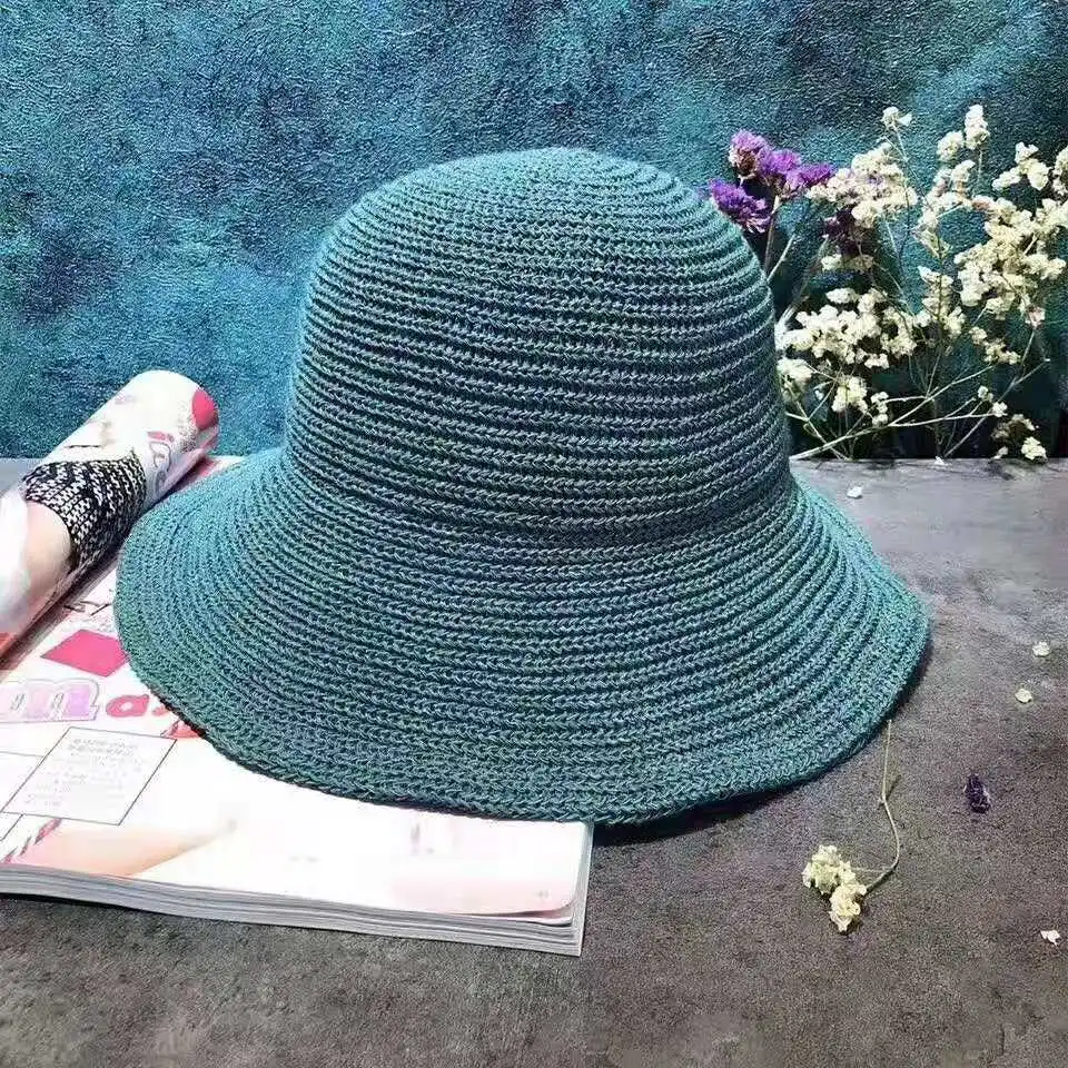 

Klacwaya Female Beach Hat women sun hat Fashion Sun Hats Women Ponytail Sun Ribbon Knitted Hat For Women UV Protection