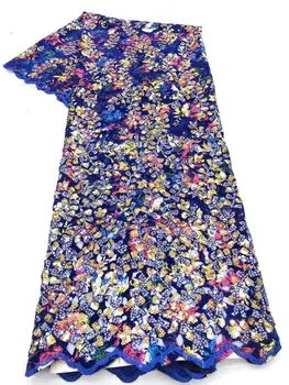 

2020 Latest French Nigerian Net Lace,African Velvet Tulle Mesh Sequence Lace Fabric High Quality For Wedding Dress 5Yards