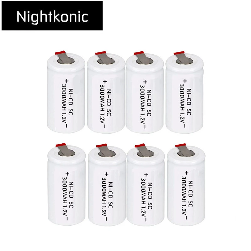 10 шт./партия NIGHTKONIC SC аккумуляторная батарея 3000mAh аккумуляторная батарея subc Замена 1,2 v NI-CD с вкладкой