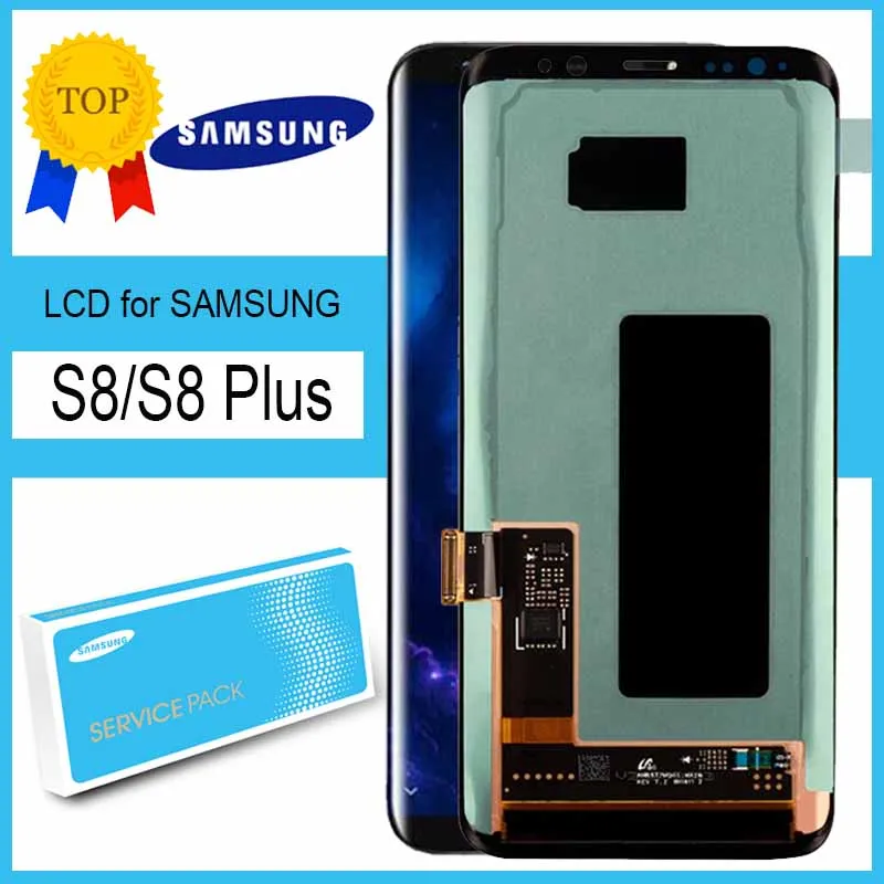 Супер AMOLED дисплей + ожога тени для SAMSUNG Galaxy S8 G950 G950F LCD Plus G955 G955F сенсорный экран