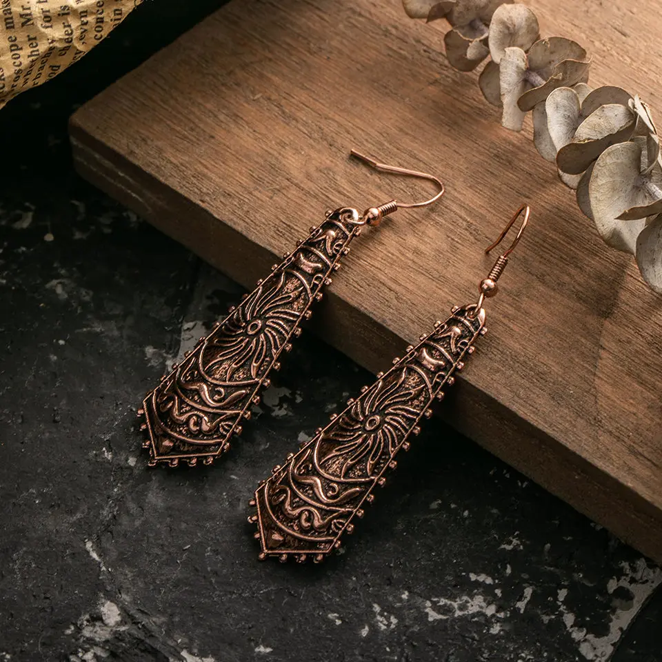 

Vintage bohemian gold geometric gypsy long dangle Drop Earrings hanging for Women fashion girl gift wedding party indian jewelry