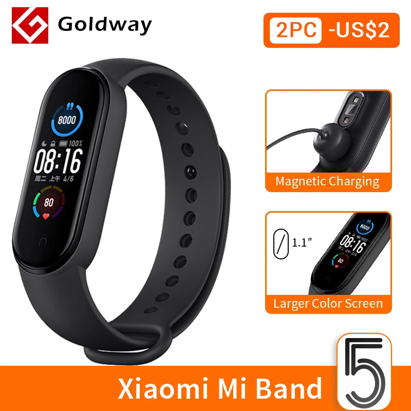 Xiaomi Mi – Bracelet AMOLED intelligent de sport Mibande 5 avec Bluetooth, bande smart de fitness étanche, avec écran, disponible en 4 couleurs |