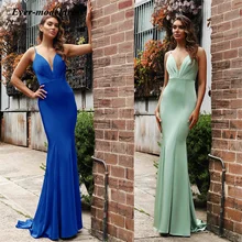 New Spaghetti Straps Mermaid Bridesmaid Dresses Long Zipper Back Dress Fashion Simple Prom Party Gown Vestidos de Fiesta Cheap