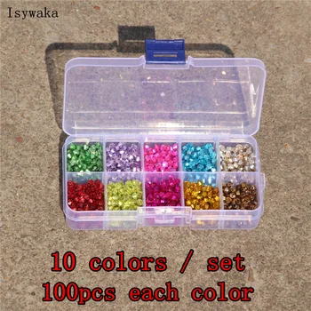 

Isywaka Ran color 10colors/set 4mm Austria Crystal Beads Bicone Stone Jewelry Findings Glass,total 1000pcs