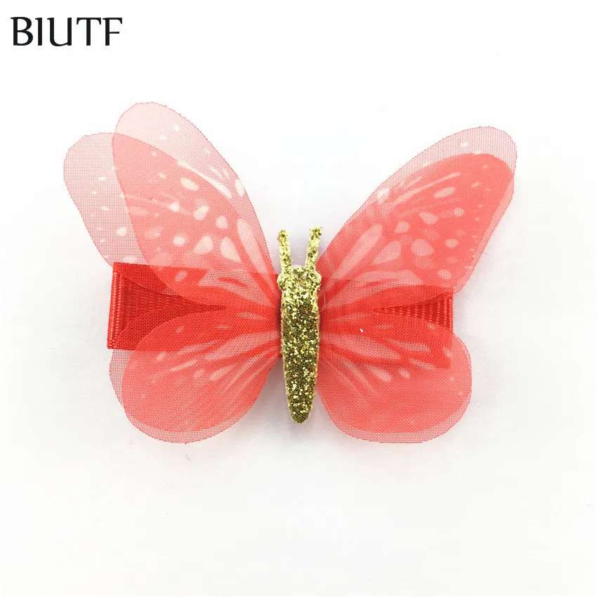 10pcs/lot 2.6'' Silk Tulle Hair with Clip Accessories Fabric Bow Beautiful Headwear Hairpin HDJ162 - Color: 14