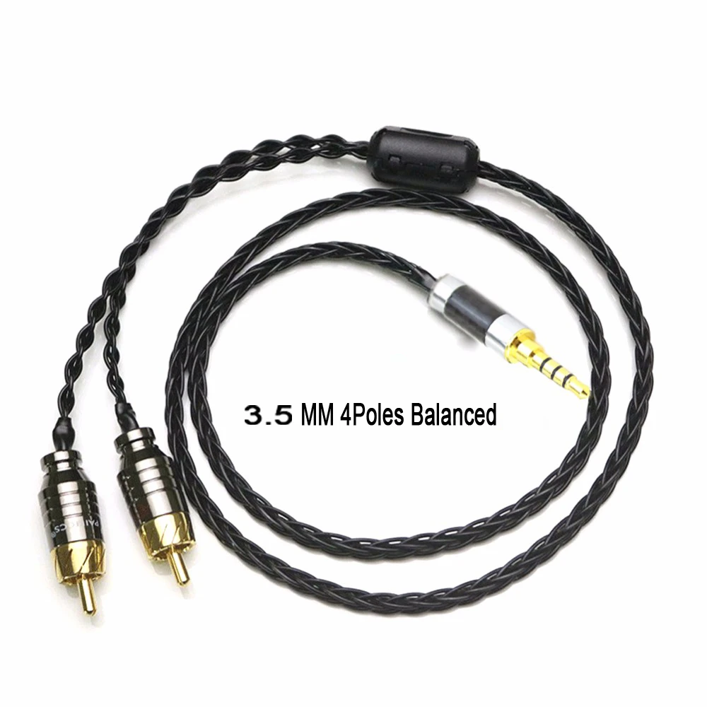 Audiocrast 2 5 3 5 4 4mm Balanced Male to 2 RCA Male Splitter Audio Cable 24AWG OCC Silver plated Cable for headphone Player