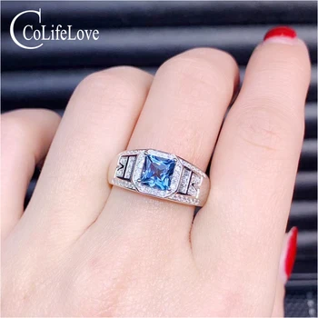 

CoLife Jewelry Natural Topaz Silver Ring for Man 6mm VVS Grade Topaz Ring 925 Silver Topaz Ring for Daily Wear Topaz Jewelry