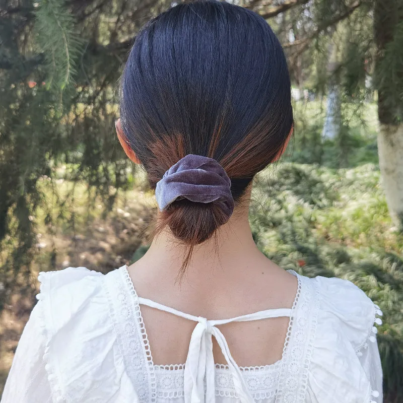 6pcs/lot Fashion Women Girls Silky Satin Hair Scrunchies Solid Stretch Elastic Hair Tie Simple Elegant Rubber Band Ponytail Tie