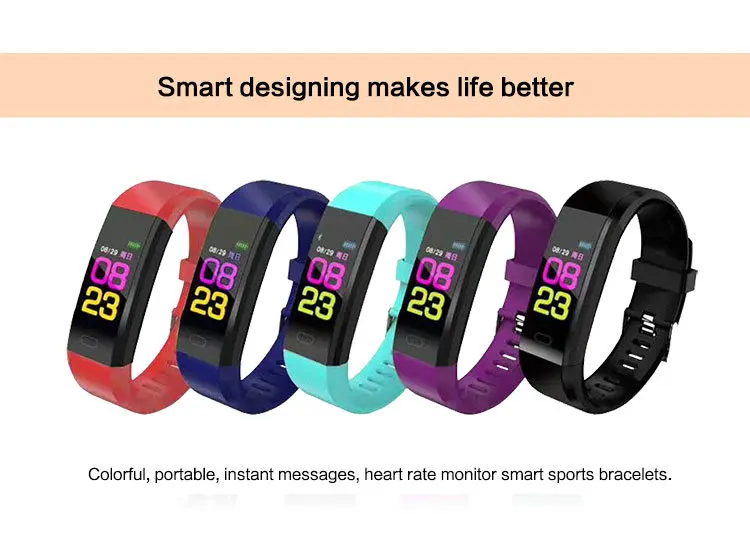 115 Plus Smart Watch Heart Rate Monitor Smart Wristband Fitness Tracker Bracelet IP65 Waterproof Wristwatch men women