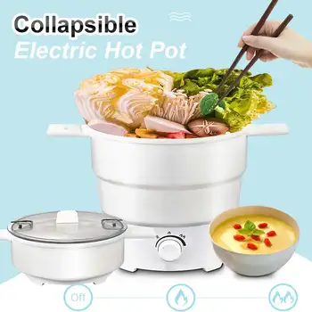 

Folding Electric Skillet Kettle Heated Food Container Heated Lunch Box Cooker Portable Hot Pot Cooking Tea