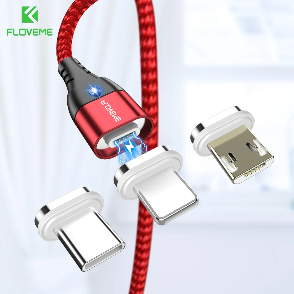 FLOVEME 3 IN 1 Magnetic Cable Micro USB Type C For iPhone Lighting Cable 1M 3A Fast Charging Wire Magnet Charger Phone Cable|Mobile Phone Cables| - AliExpress