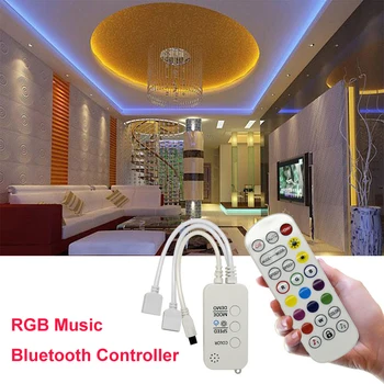 

50pcs Led RGB Bluetooth Music controller colorful IR 24 key Wireless dimming for RGB 3528 5050 smd Led Strip TV Backlight 12v