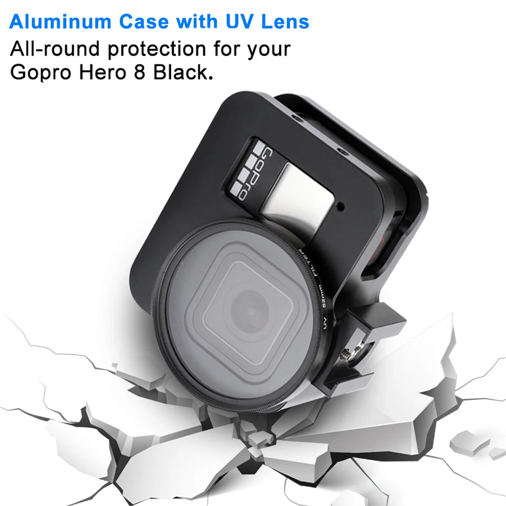 Liga de Alumínio Protetor para Gopro Gaiola + Filtro uv para go Case Hero Preto Metal Quadro Lente Pro Câmera Acessórios 8 - Image 2