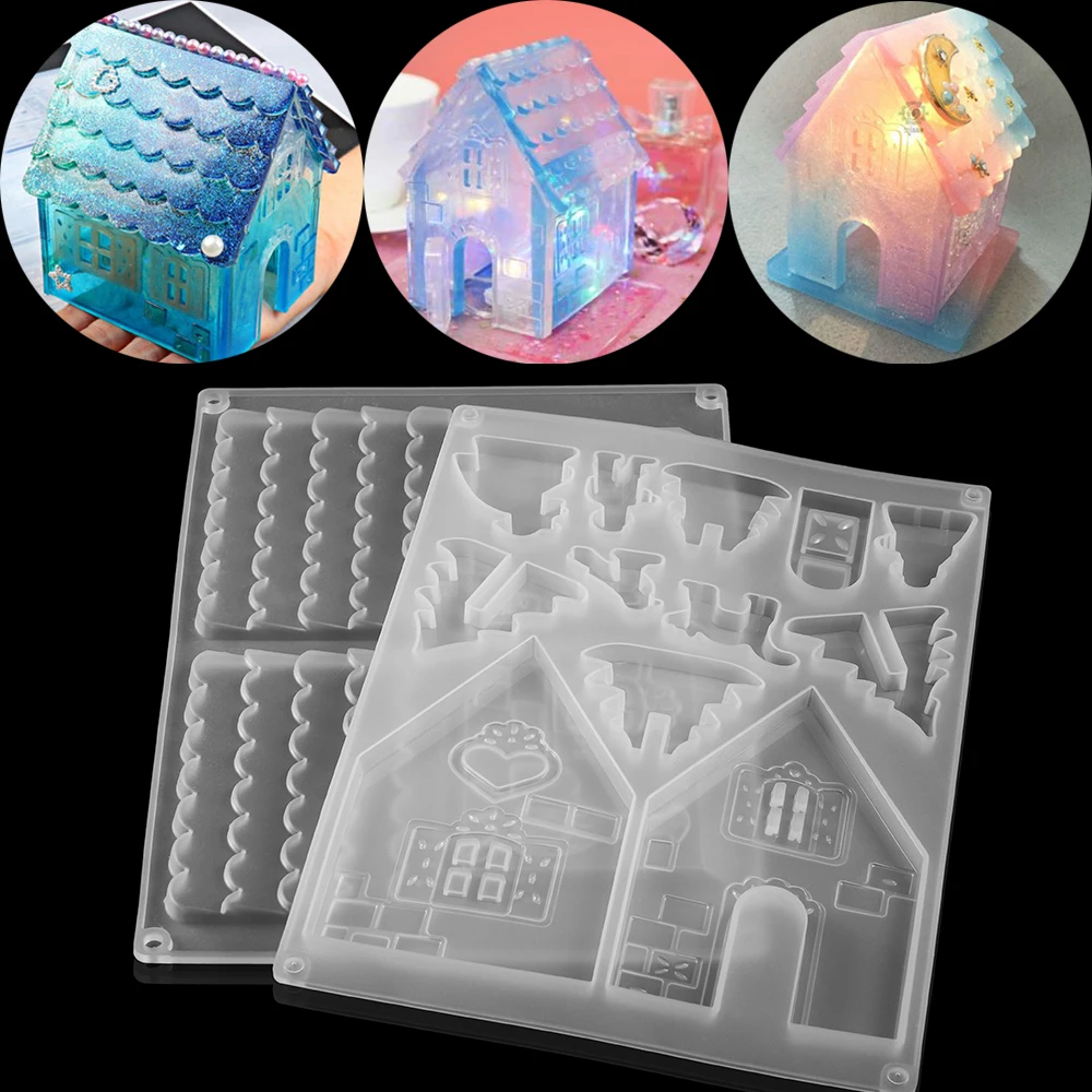 

1 Set Clear Christmas House Epoxy Resin Molds Christmas Tree For DIY Resin Epoxy Casting Mold Silicone Jewelry Crafts Making
