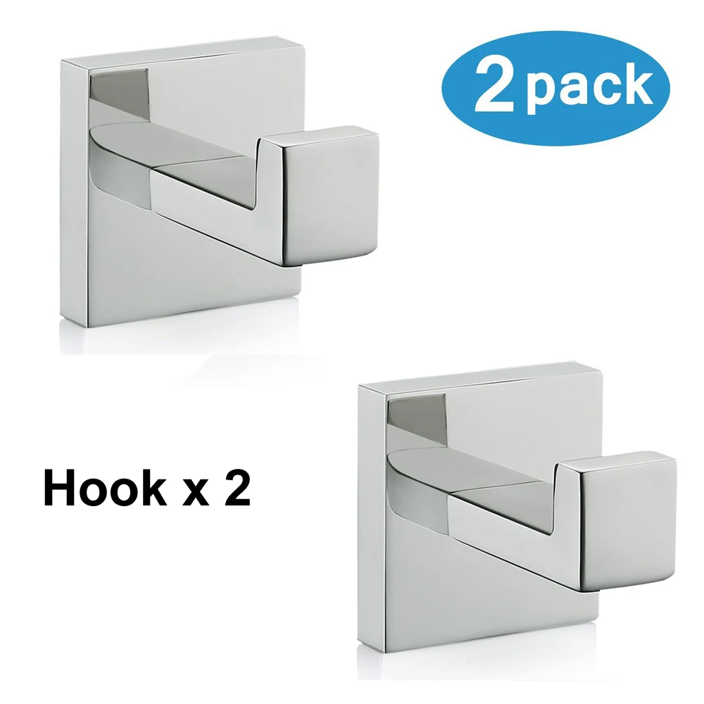 2 Hook SUS 304 набор из нержавеющей стали для ванной комнаты, хромированный полированный держатель для зубных щеток, держатель для бумаги, держатель для полотенец, крючок, аксессуары для ванной комнаты - Цвет: 2 Hook