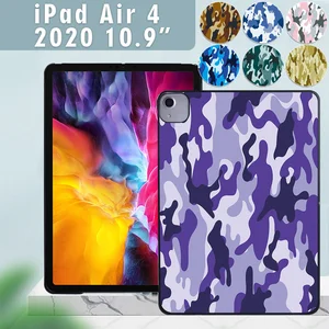 Anti-fall Protective Case for Apple IPad Air 4 10.9 Inch (2020) Camouflage Pattern Ultra-thin Hard Shell Tablet Case + Stylus