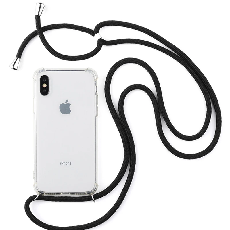 Ремешок шнур цепь лента ожерелье ремешок чехол для телефона для iPhone 11 7 8 Plus 11Pro X XR XS Max мягкая прозрачная задняя крышка оболочка для переноски