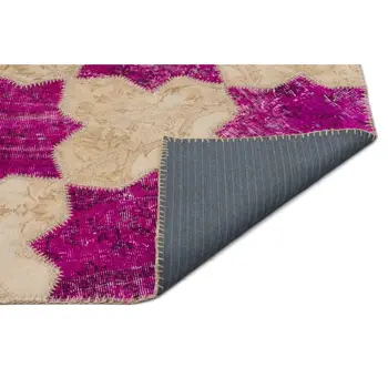 

Handmade Natural Vintage Overdyed Patchwork Area Rug 130x206 Cm-4'3''X6'9''