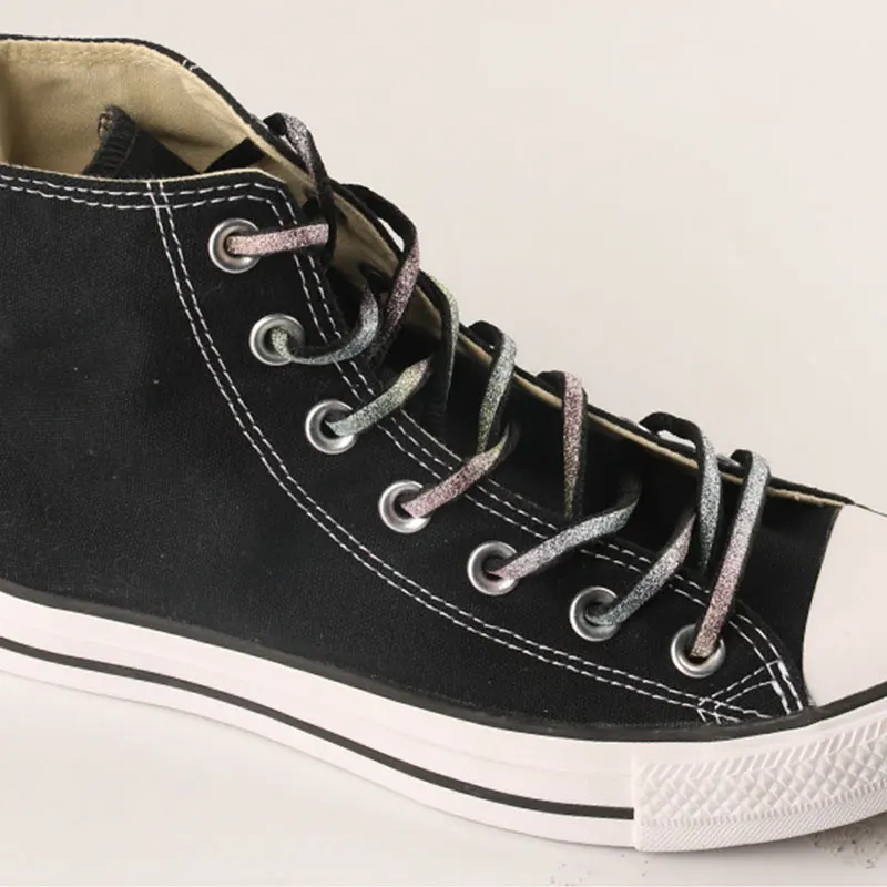 

80/100/120/140/160cm fashion gradient colorful reflective shoelaces elastic shoelaces small white shoes sport sneakers shoelaces