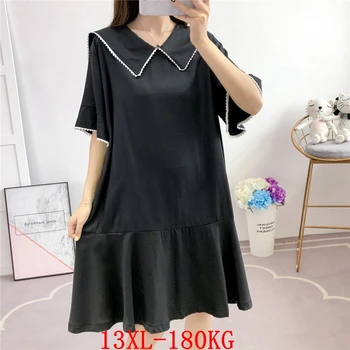 

Plus size 8XL 9XL 10XL 12XL 12XL 13XL plus size women's dress chiffon shirt summer short sleeve loose plus size black robe